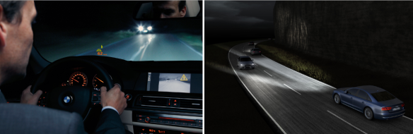 Gracias a los asistentes de visión nocturna o a los faros inteligentes,  la noche ya no te confundirá más… Fotos: BMW, Audi.